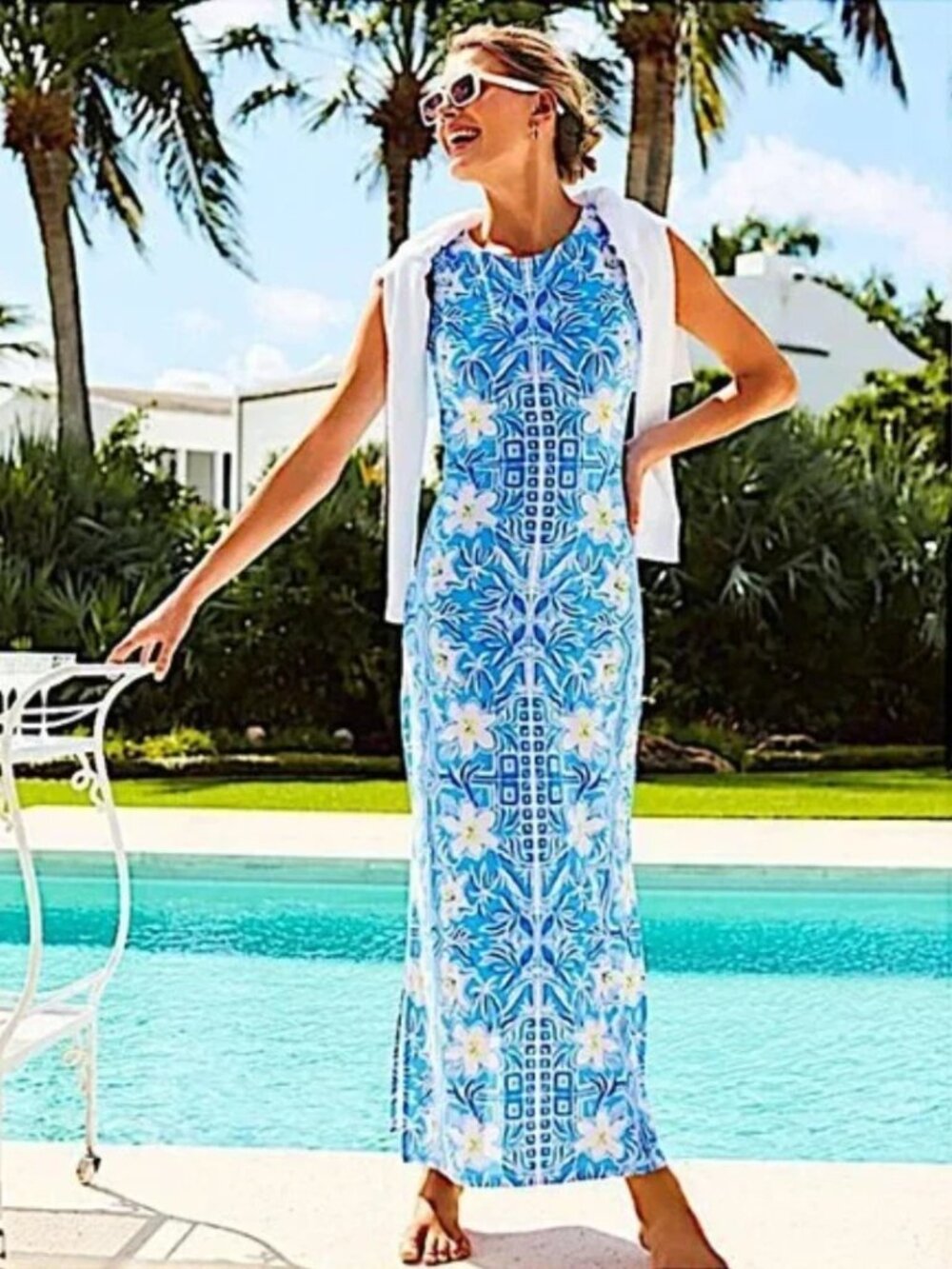 NWT LILLY PULITZER SIZE SMALL NOELLE MAXI DRESS *MY FLUTTER HALF* LUNAR BLUE